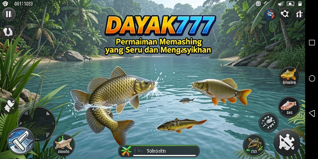 Tampilan gameplay <strong>DAYAK777</strong> dengan aksi seru menangkap ikan.