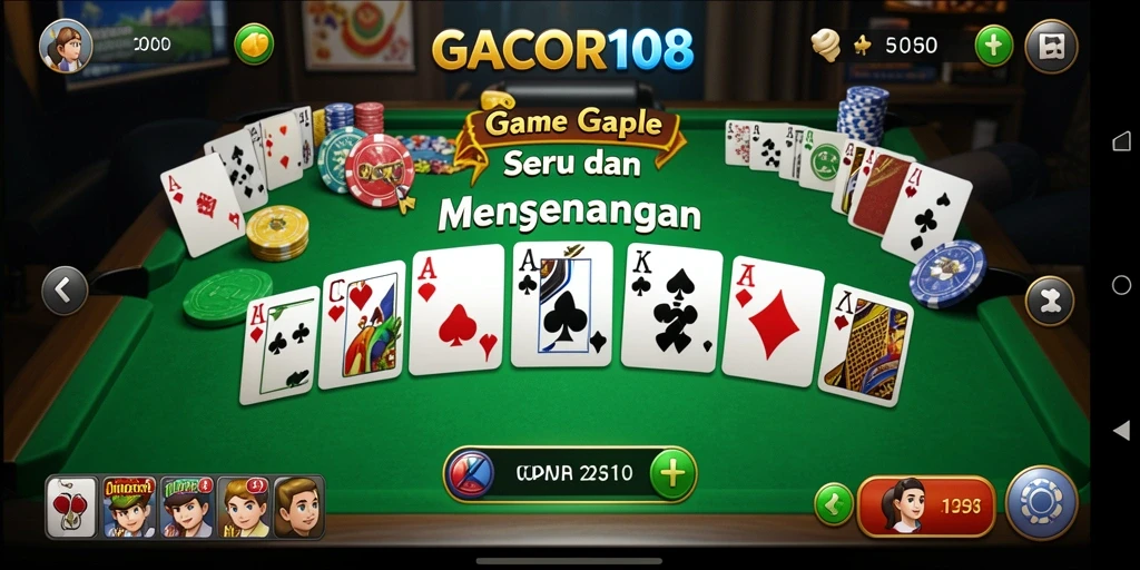 Tampilan gameplay GACOR108 yang menarik saat bermain Gaple.