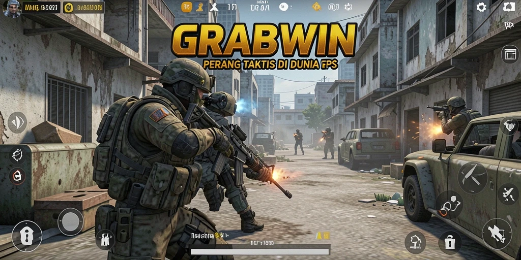 Screenshot gameplay dari <strong>GRABWIN</strong> menunjukkan pertempuran intens di medan perang.