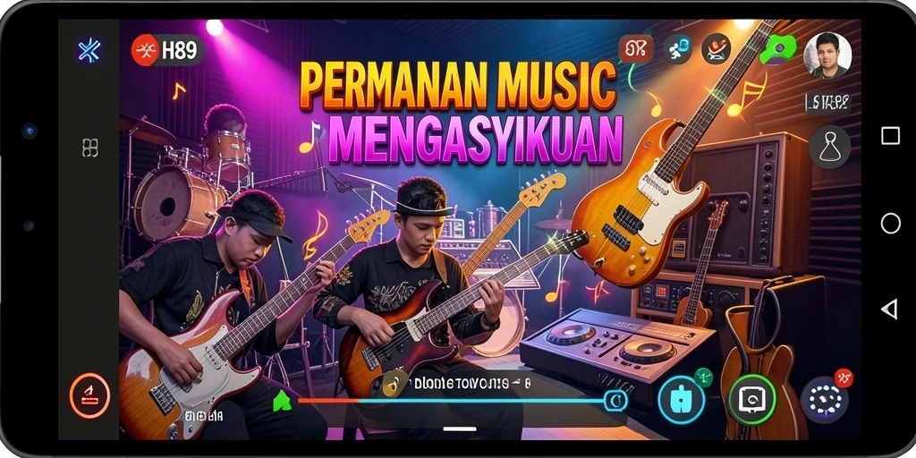 Screenshot H89 menampilkan gameplay seru dan interaktif dalam musik.