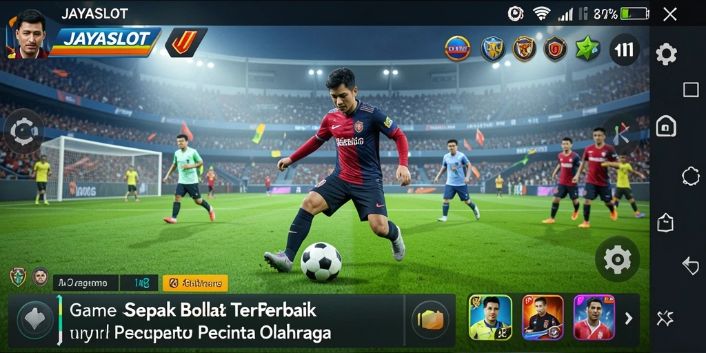 Tampilan gameplay JAYASLOT dengan aksi sepak bola seru.