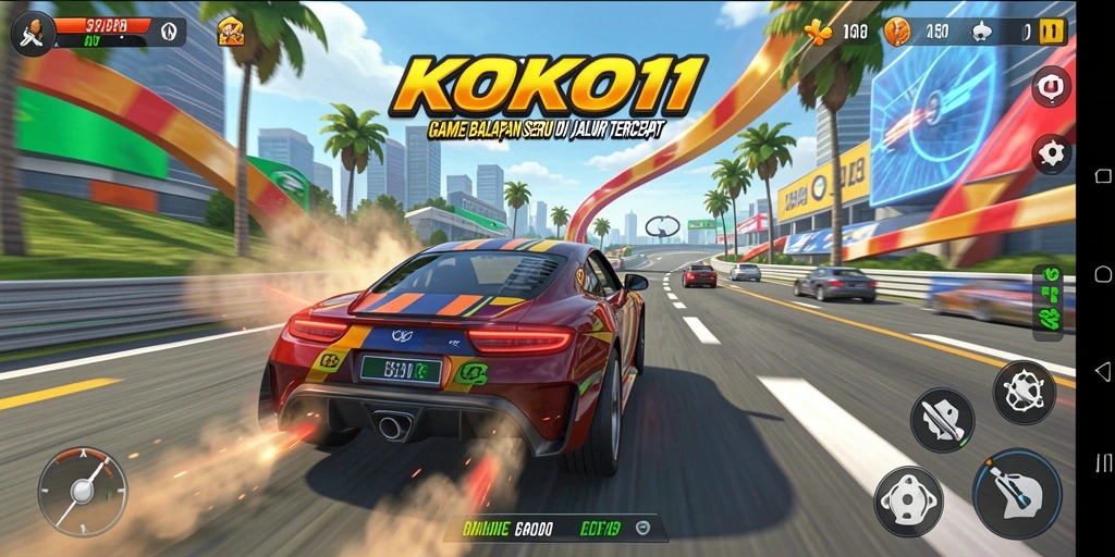 Gameplay KOKO11 yang mendebarkan di trek balapan yang menantang.