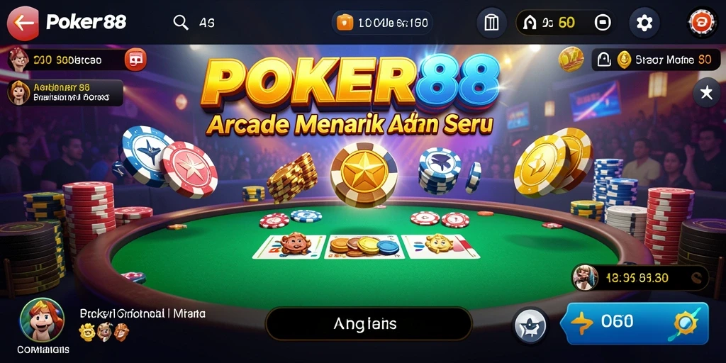Tampilan gameplay seru POKER88 dengan tantangan Arcade yang menarik.