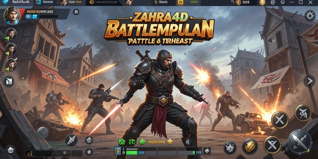 Screenshot gameplay ZAHRA4D menampilkan pertarungan seru di pulau terpencil.